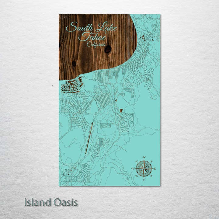 Fire and Pine Wood Maps – Großhandel Karten – Kalifornien: South Lake Tahoe Street Landkarte