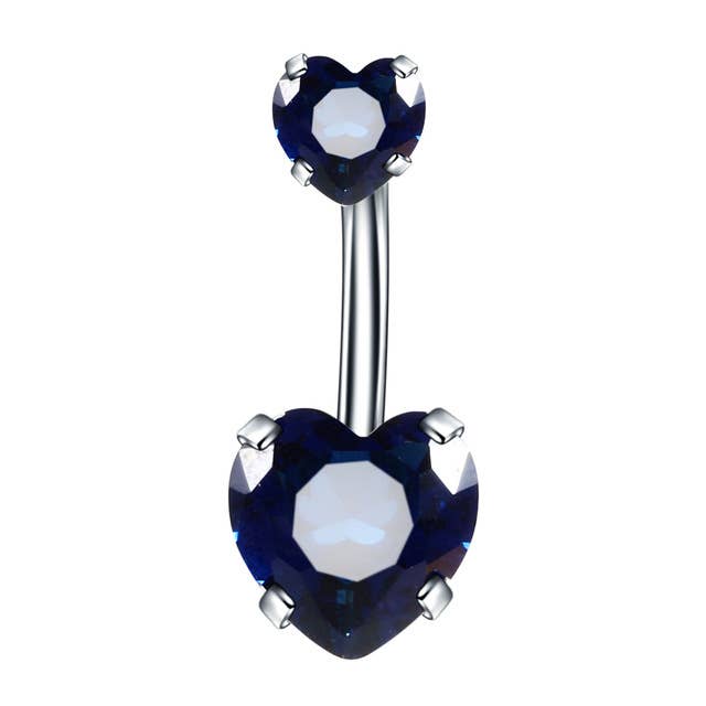 Gemscape UK - Wholesale Belly Ring - Heart shaped Belly Button - Two Stone Design12