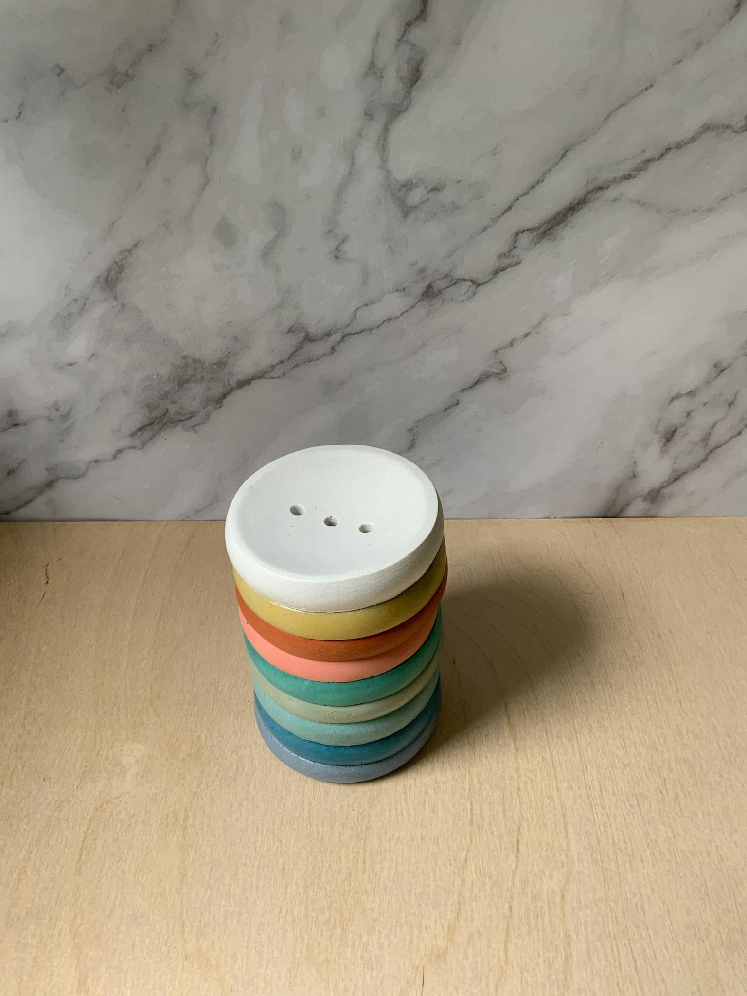 Left Corner Goods - Wholesale Bath Soap Dish - Concrete Round Soap Dish with Drainage Holes 1