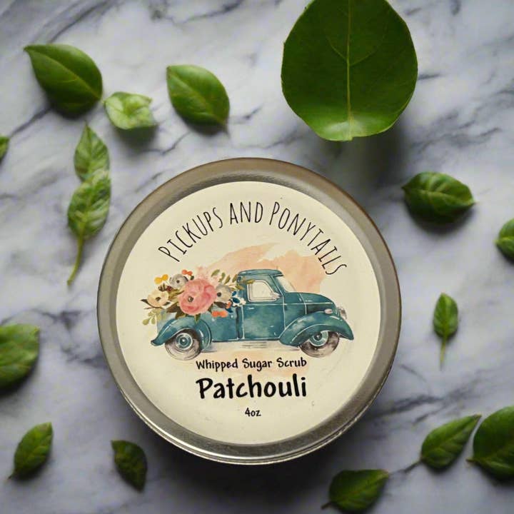 Gommage au sucre fouetté au patchouli pour la vente par Pickups And Ponytails