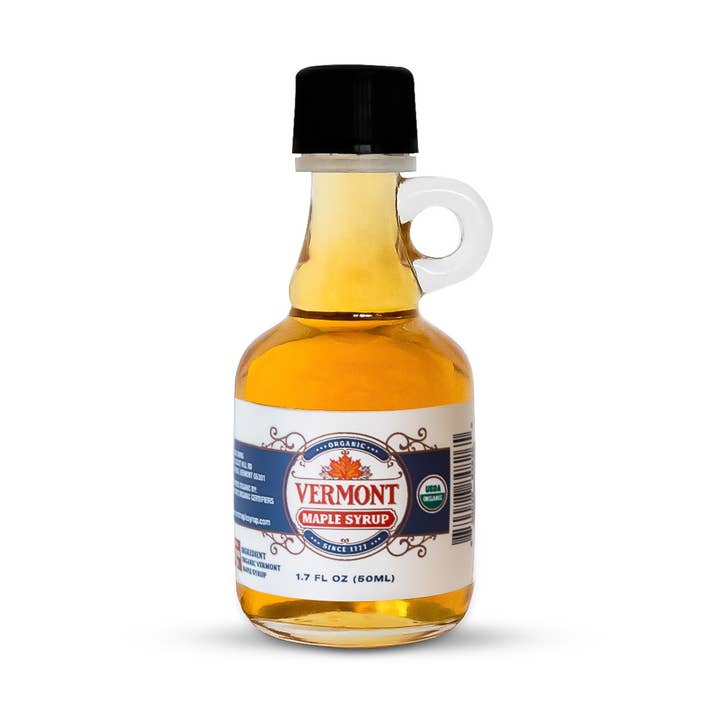 Amber Organic Vermont Maple Syrup - Glass Nip Bottle - 1.7oz for wholesale by Vermont Maple Syrup