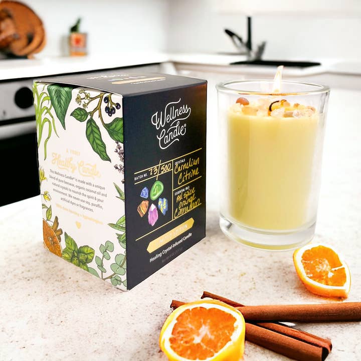 Orange Allspice Candle - 8oz Glass Container for wholesale by Bee Lucia Wellness Co.