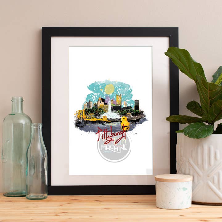 Impresión de Pittsburgh, horizonte de Pittsburgh, arte de Pittsburgh, póster de Pittsburgh, acuarela de Pittsburgh, lámina de arte de Pittsburgh, mapa de Pittsburgh WCSymbol118 para venta al por mayor de DreamMachine Prints