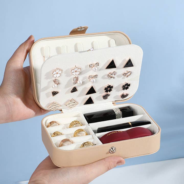 Boîte à bijoux à double couche moyenne Organisateur de rangement à la mode pour la vente par SALINA TRADING INC