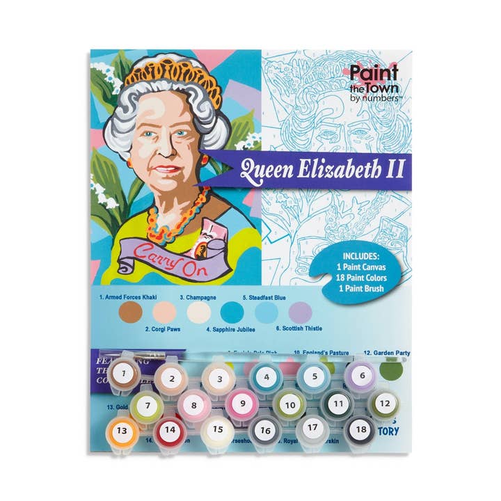 Queen Elizabeth II Paint by Number Kit 8”x10” for wholesale by Paint the Town by Numbers