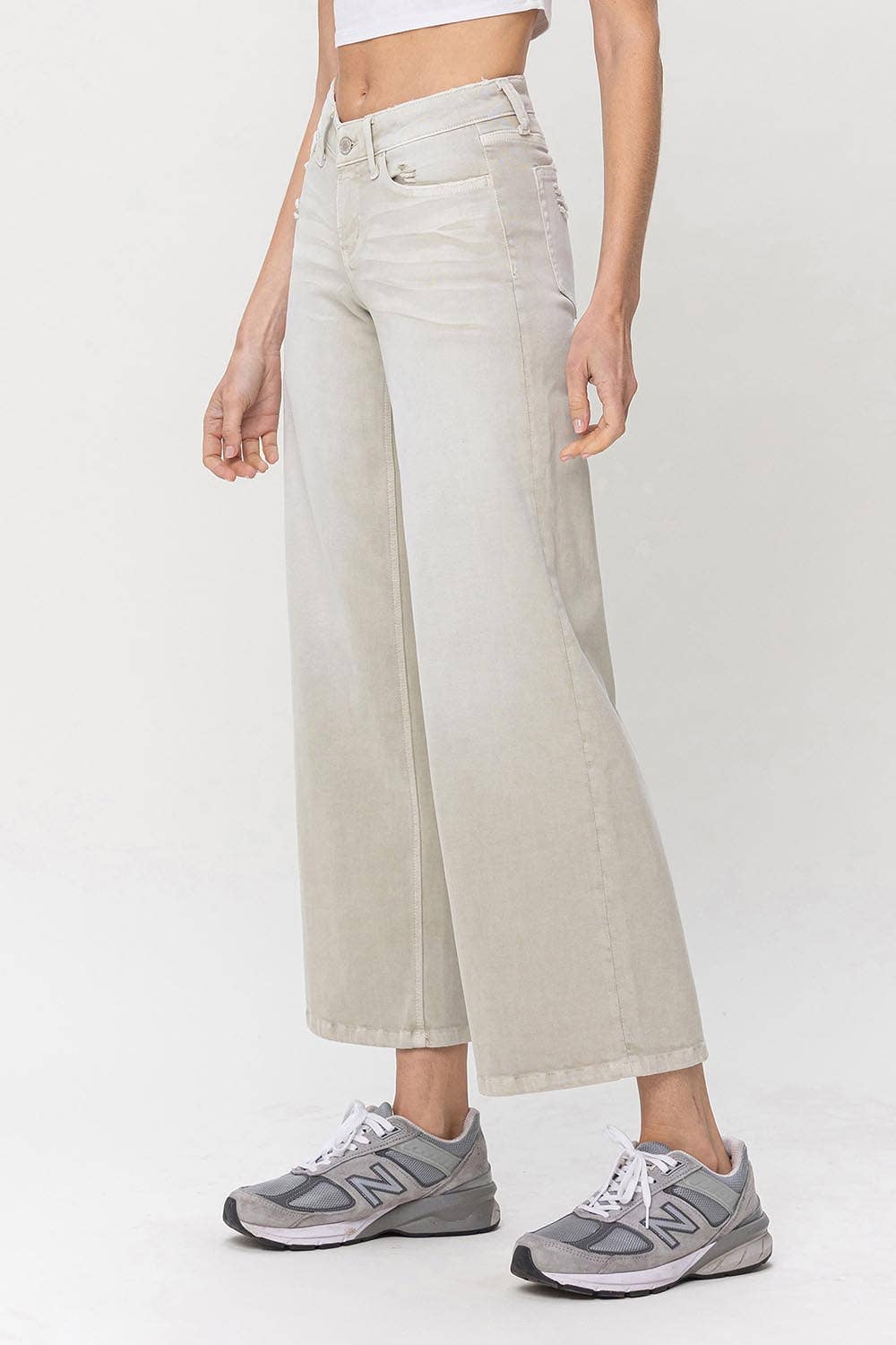 SAGE GREEN LOW RISE BAGGY WIDE JEANS V3391SG for wholesale on Faire7