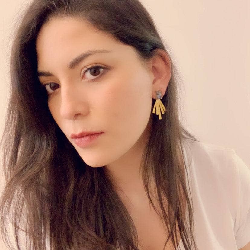 Mestiza Joyas - Vente Boucles d'oreilles pendantes - Boucles d'oreilles Aspas en pierre aigue-marine1