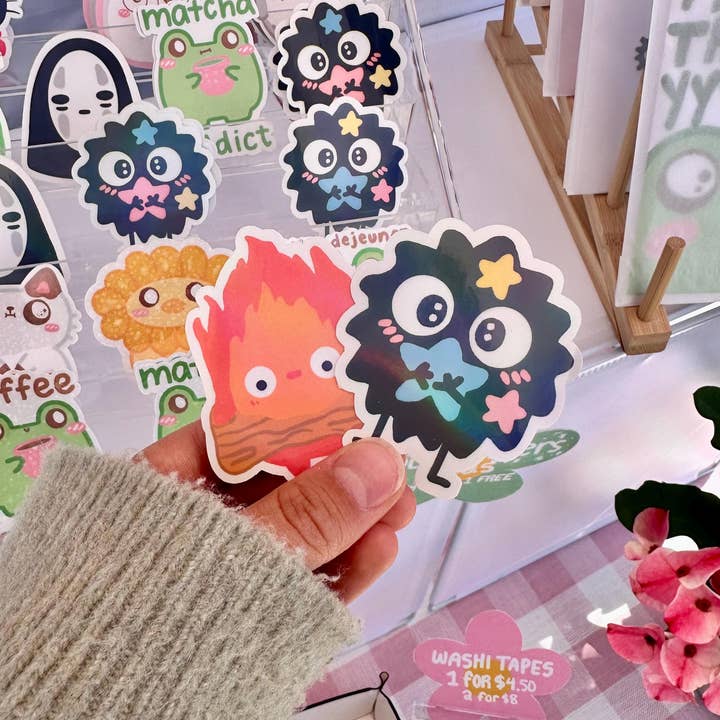 Simply Froggie Shop - Wholesale Sticker - Ghibli Vinyl Sticker Pack: Jiji, Calcifer, No Face2