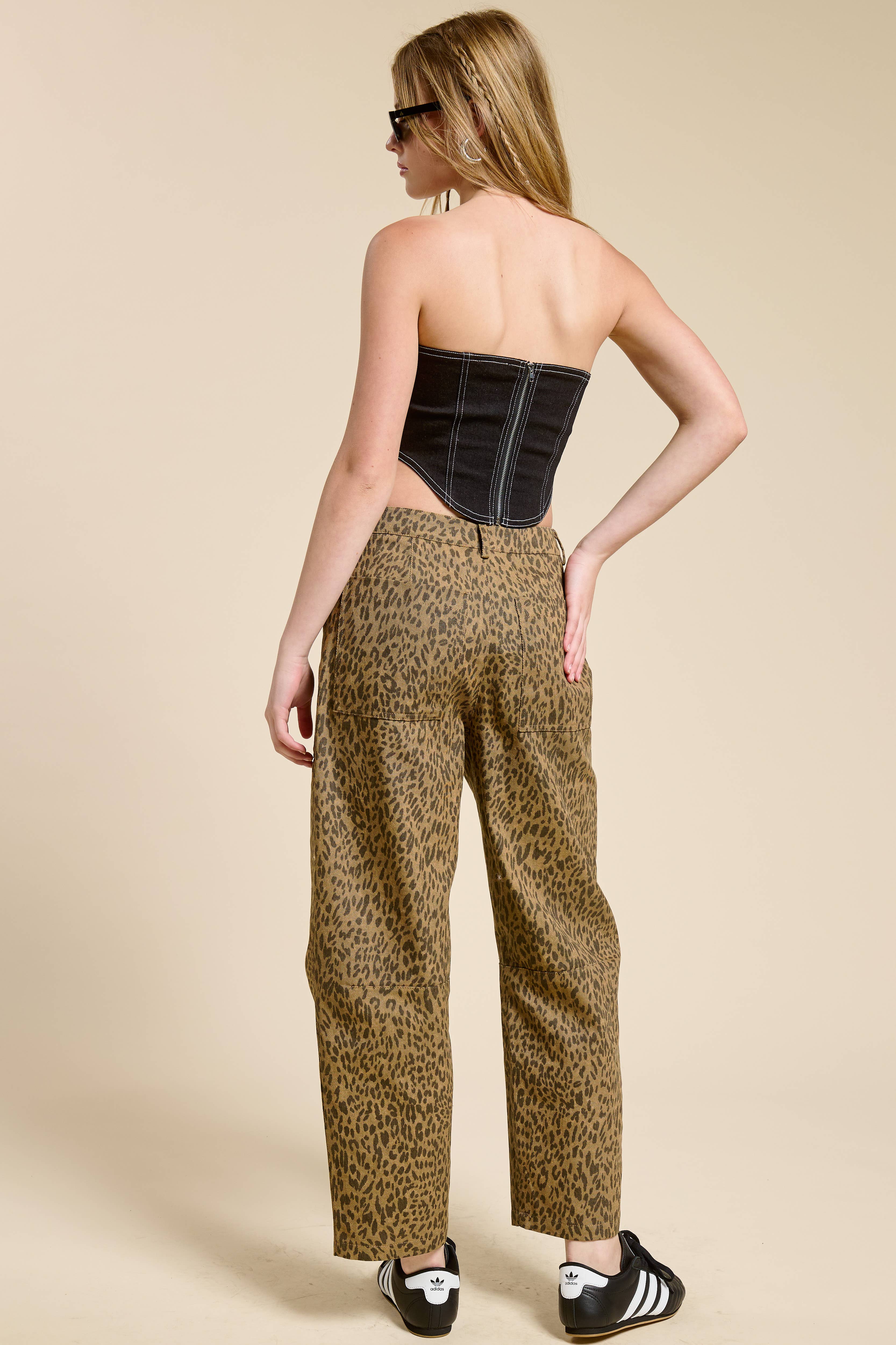 Mimosa - Wholesale Jeans - Women's - Leopard Print Barrel Leg Denim Jeans18