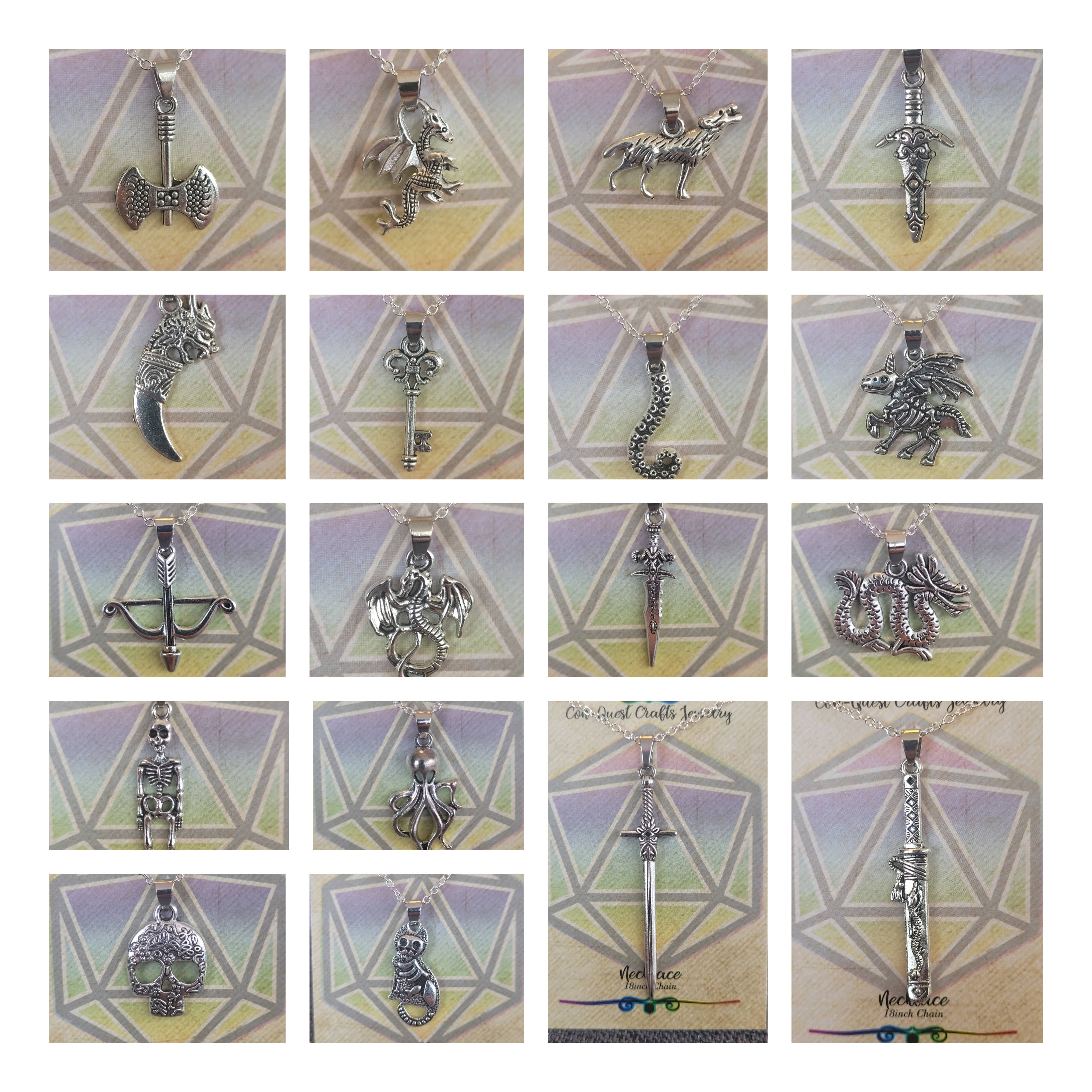 Con-Quest Crafts - Vente Boucles d'oreilles pendantes - Boucles d’oreilles et colliers à thème fantasy, gothique, RPG et gaming1