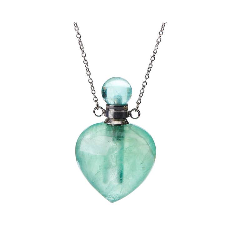 Aromatherapy Necklace - Fluorite Intuition Heart Pendant Bottle for wholesale by Earths Elements Wholesale
