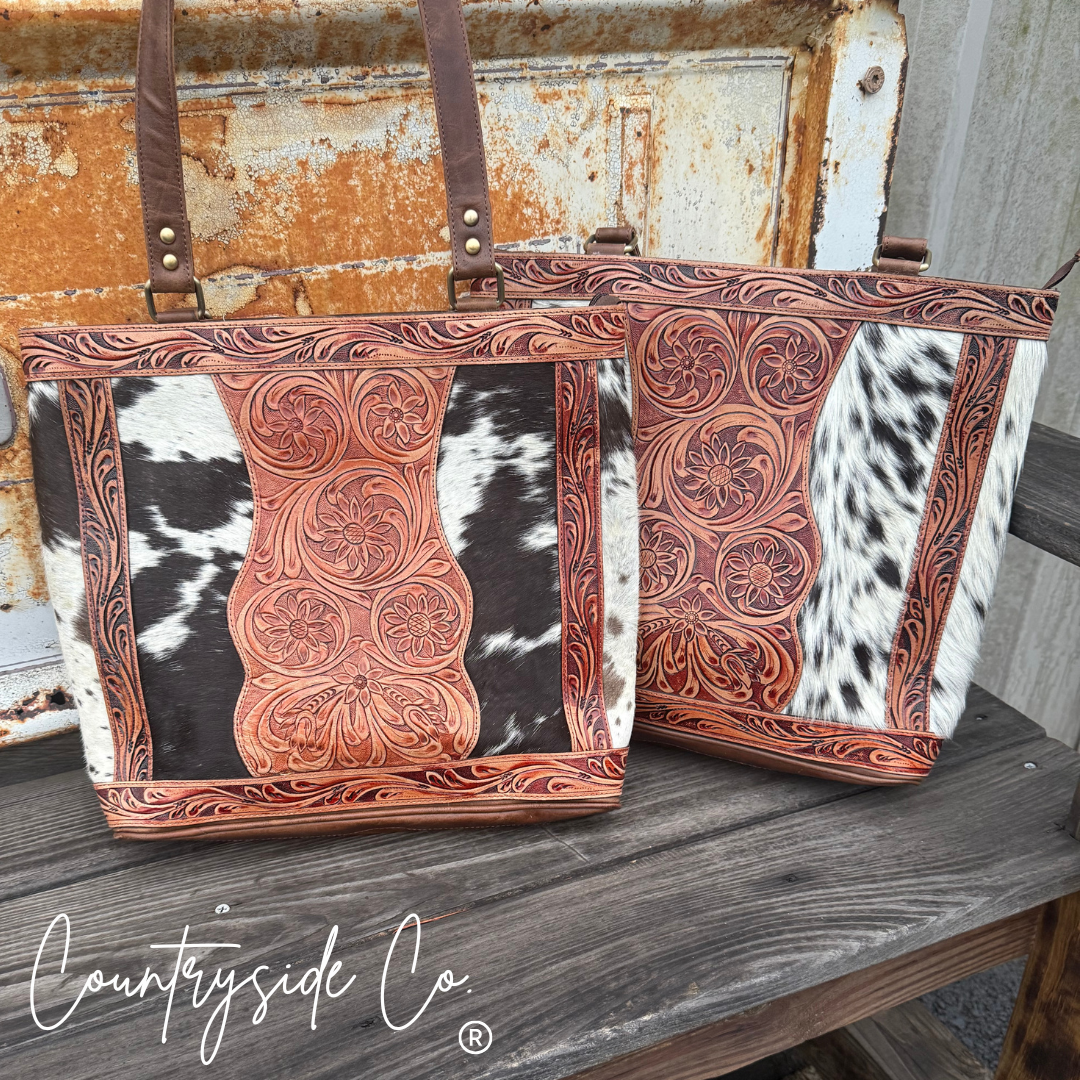 Texas Western Cowhide Bags and More – wholesale Tote bag – Women's – Lucille Tooled Leather Cowhide Tote, Purse5