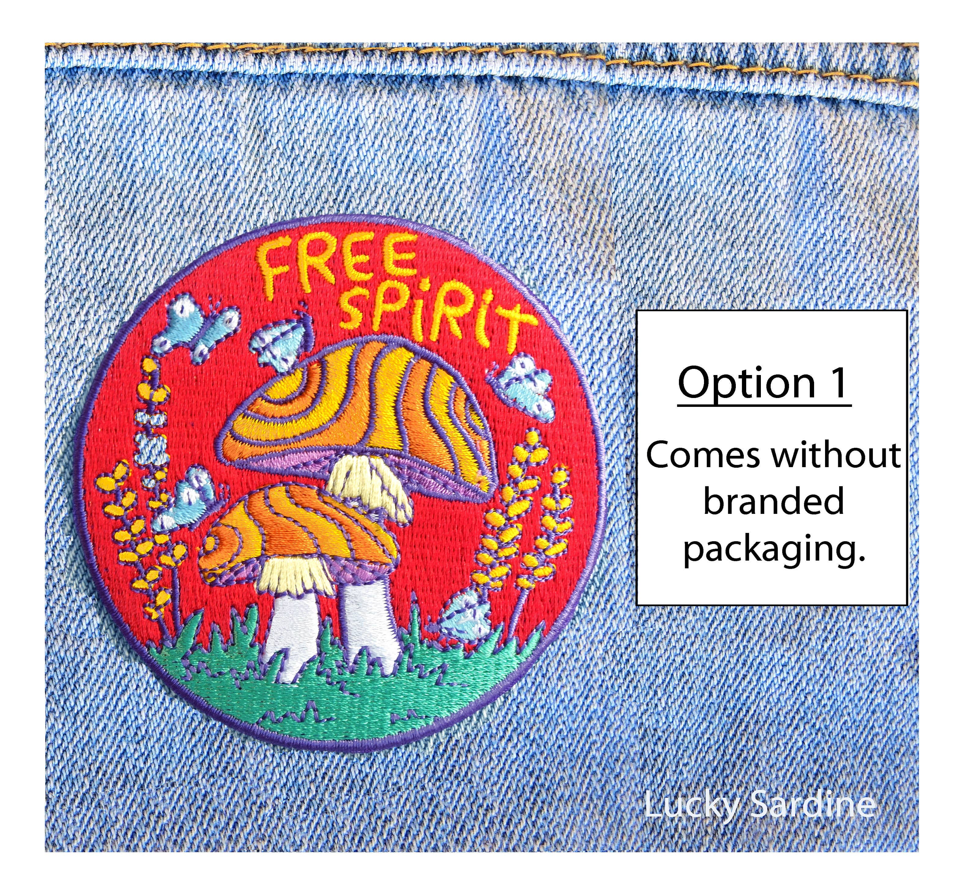 Lucky Sardine - Wholesale Patch - Free Spirit Hippie Mushroom, Retro Embroidered Iron-On Patch0