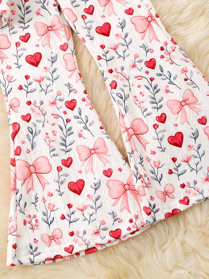 Kids Charm Online - Wholesale Sleepwear Set - Kids - Heart & bow printed girls 2 piece set. OFG52847 SOL3