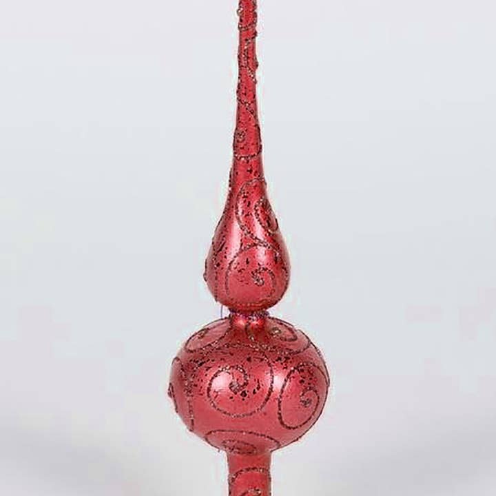 12" Red Finial Topper with Red Glitter for wholesale by Winterland Inc.