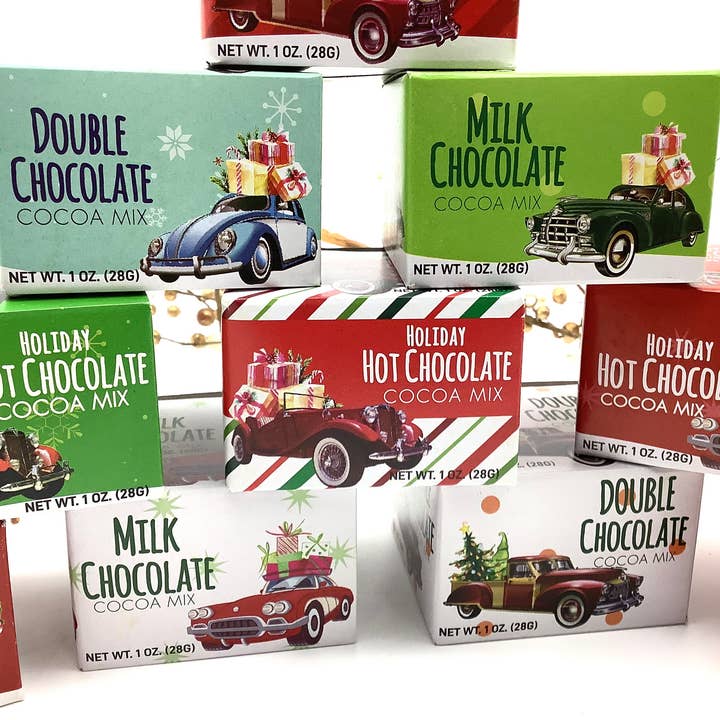 All Little Cute Things - Wholesale Hot Cocoa Mix/Kit - Hot Cocoa Mix Assortment of Vintage Cars Flavored Chocolate