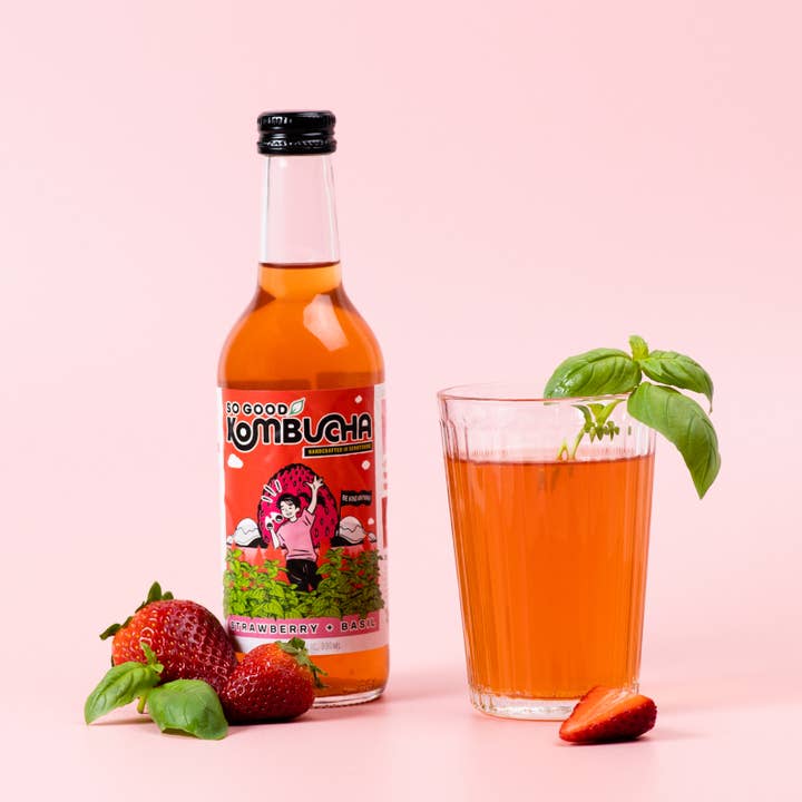 So Good Kombucha – wholesale Kombucha – So Good Kombucha- Strawberry & Basil BBE August 20258