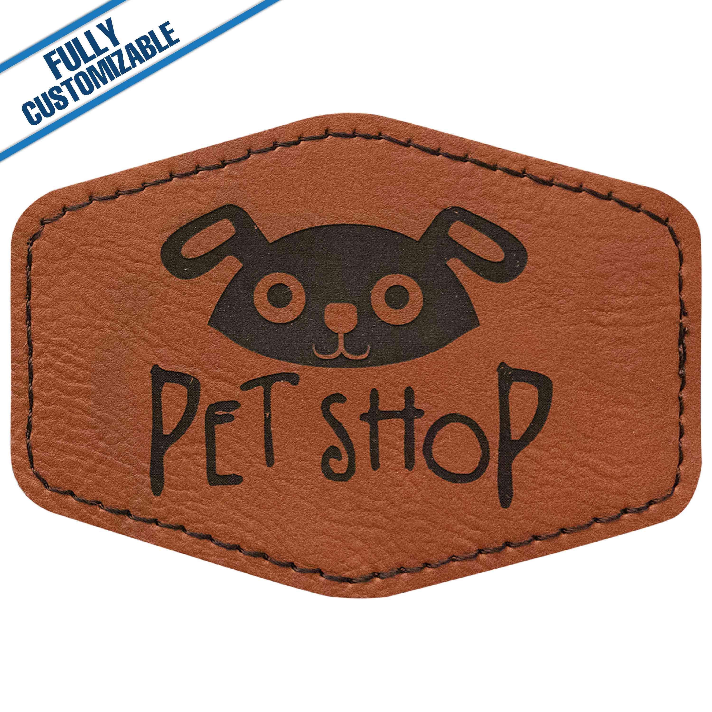 GiftWorksPlus - Wholesale Patch - Engraved Leatherette Hexagon Patch - Fully Customizable1