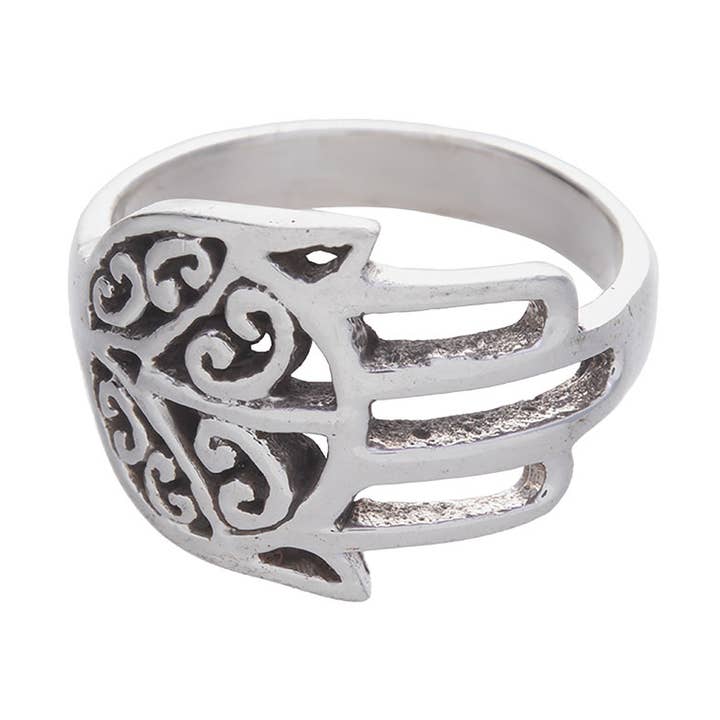925 Sterling Silver Fatima Hand Ring Horizontal for wholesale by Kheops BLJ Jewelry