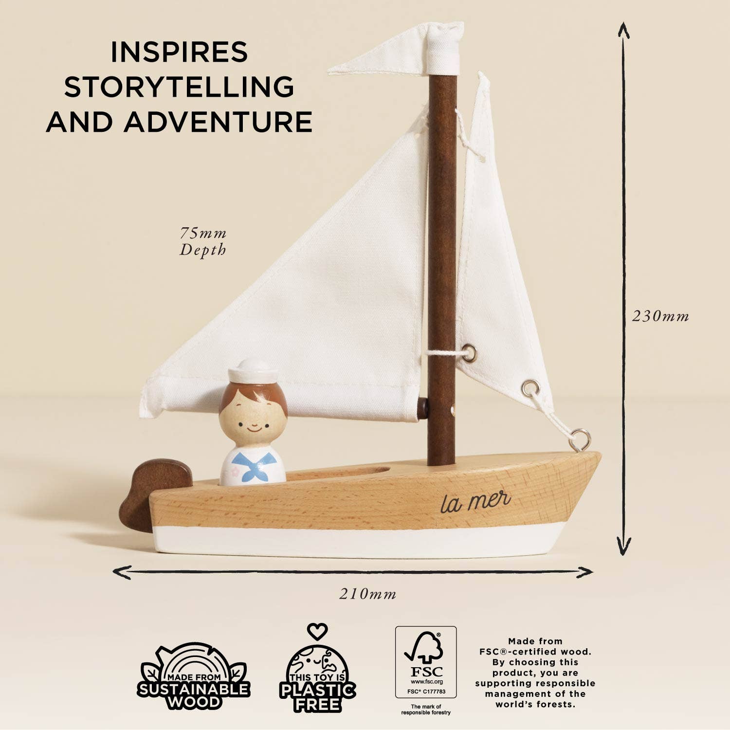 Le Toy Van, Inc. - Wholesale Wood Toy - Kids - Wooden Sailing Boat & Captain3