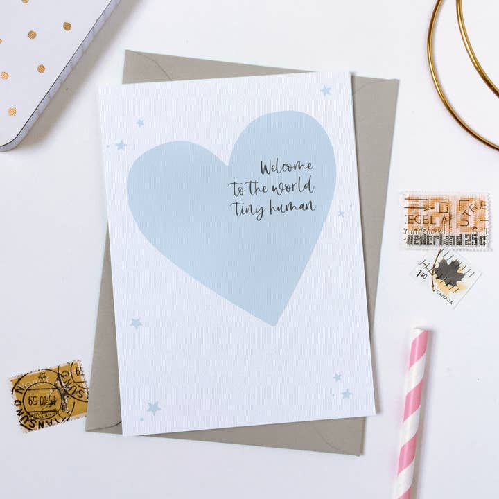 Tarjeta bebé Tiny Human Blue para venta al por mayor de Clara and Macy