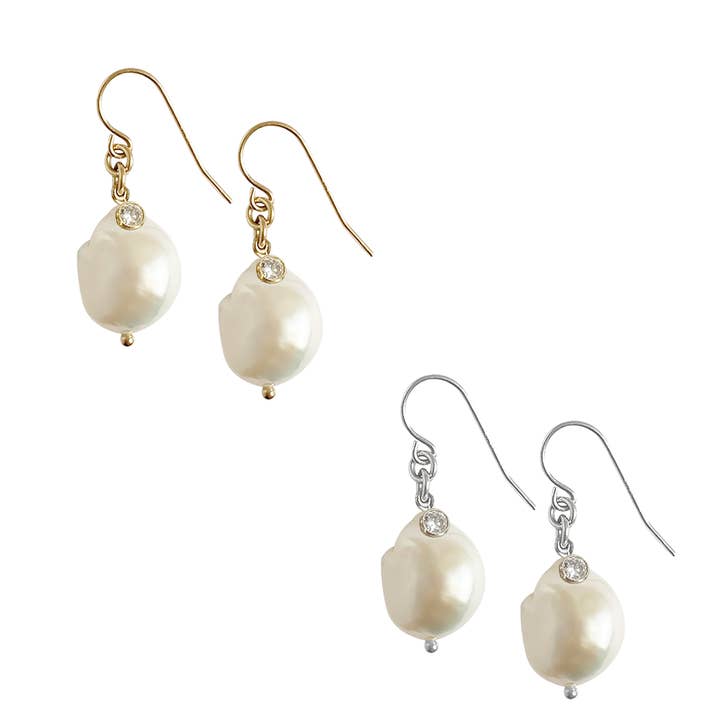 Baroque Pearl with Stone Earrings for wholesale by Misuzi