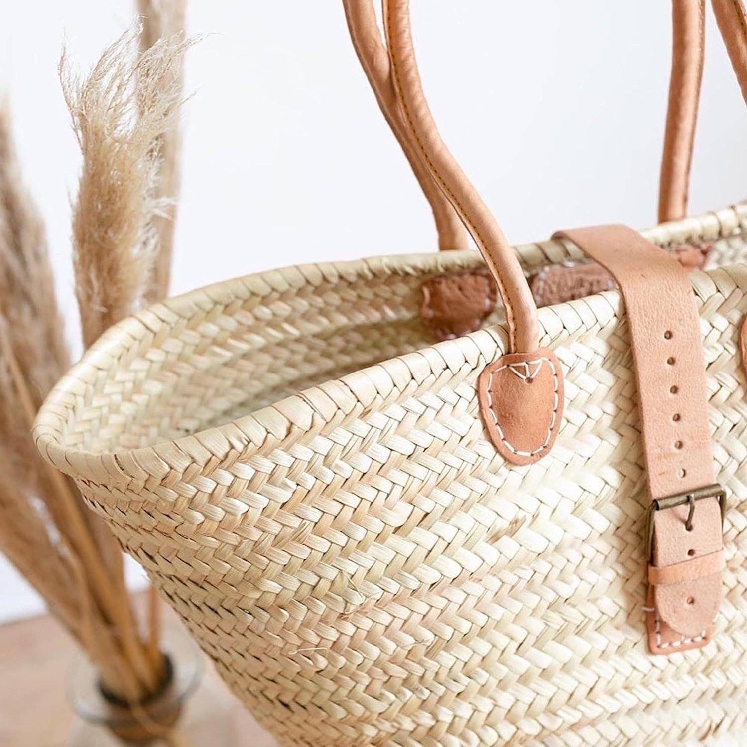 NomadWeave Ltd – Engroshandel Strandtaske – FRENCH BASKET stråtaske med læderhåndtag, strandtaske,5