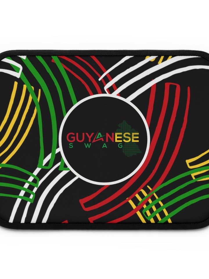 Guyanese Swag Ice Gold Green Stipe Laptop Sleeve for wholesale by Guyanese Swag