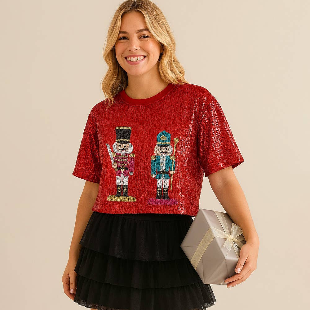 Sensibling Corp. - Wholesale T-Shirt - Women's - Sequin Nutcracker Holiday Party Shirt2