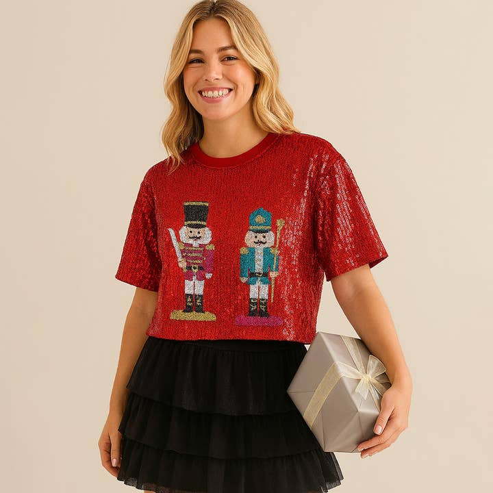 Sensibling Corp. - Wholesale T-Shirt - Women's - Sequin Nutcracker Holiday Party Shirt2