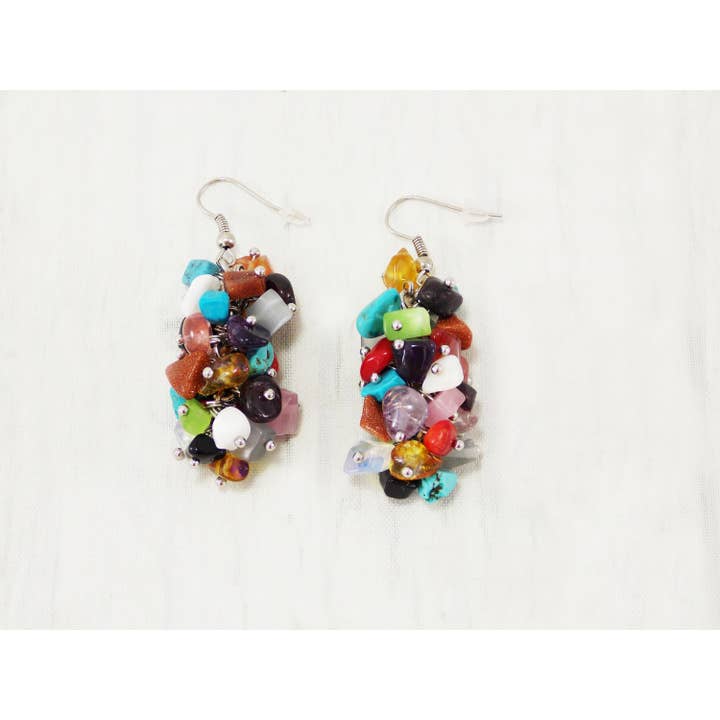 Stenar örhängen ametist örhängen pärlstav örhängen Statement Örhängen Sommar Örhängen Ädelsten örhängen Regnbåge smycken pärla för wholesale av Ninolia