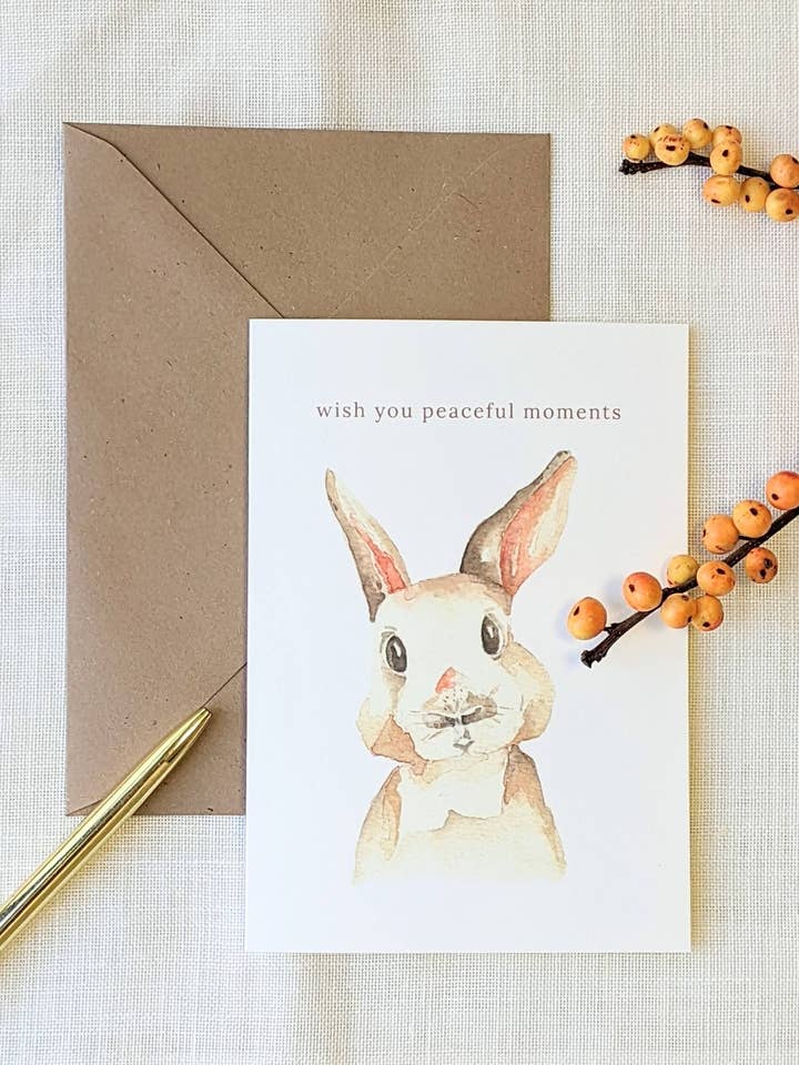 Art print rabbit postcard | handmade | biotop paper for wholesale by ArtworkByMadelon