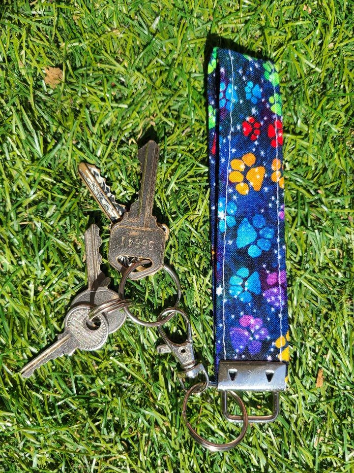 Rainbow Paw Print Keychain Wristlet for wholesale by Harlow's Garden Gifts