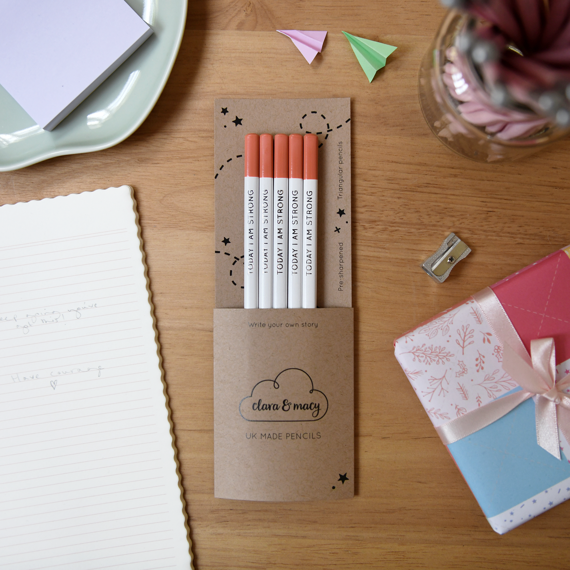 Clara and Macy - Wholesale Pencil - Single 'Today I Am Strong' Positive Pencil1