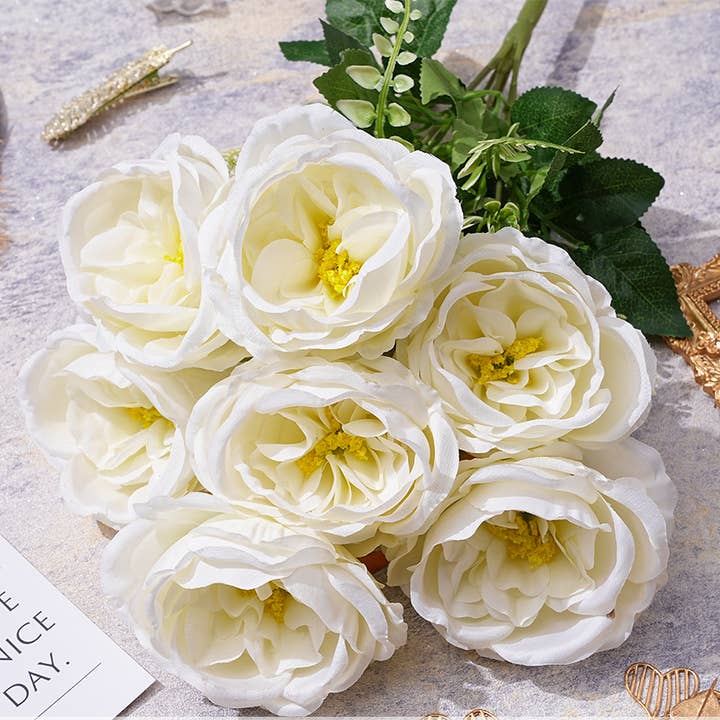 Sweet Home Deco - Wholesale Artificial Flowers - 17''T Artificial Austin Rose Bouquet, 7 Flower Heads, Colors0