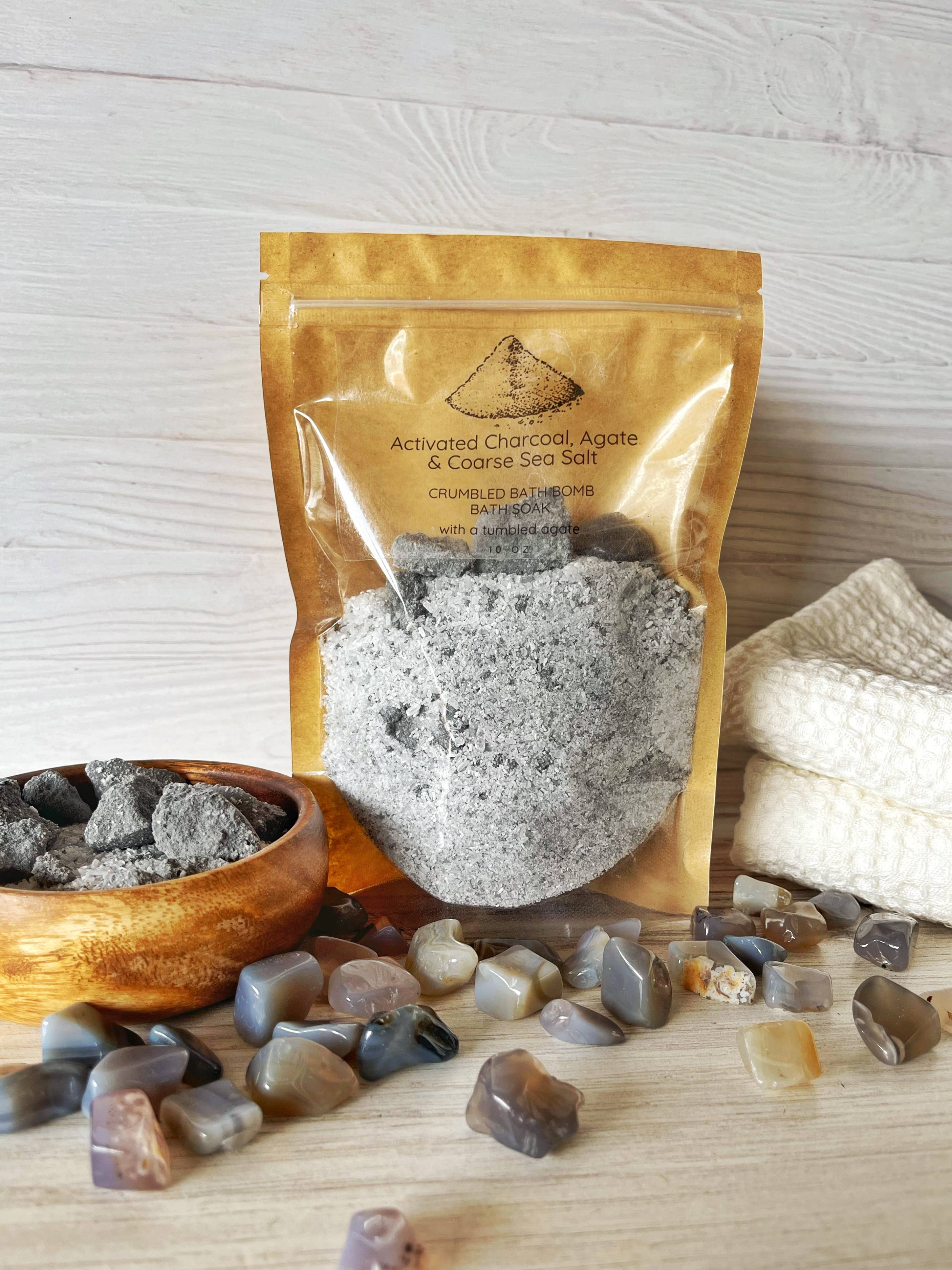 Rage Gems & Jewelry - Wholesale Bath Soak/Milk - Activated Charcoal, Agate & Coarse Sea Salt Bath Soak