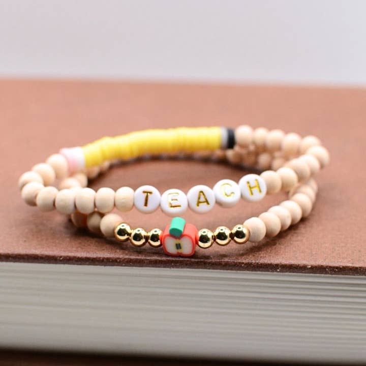 Two and Crew - Faith Based Jewelry & Gifts - Wholesale Beaded Bracelet - Wood Beaded TEACH Bracelet Set – Teacher Appreciation Gift3