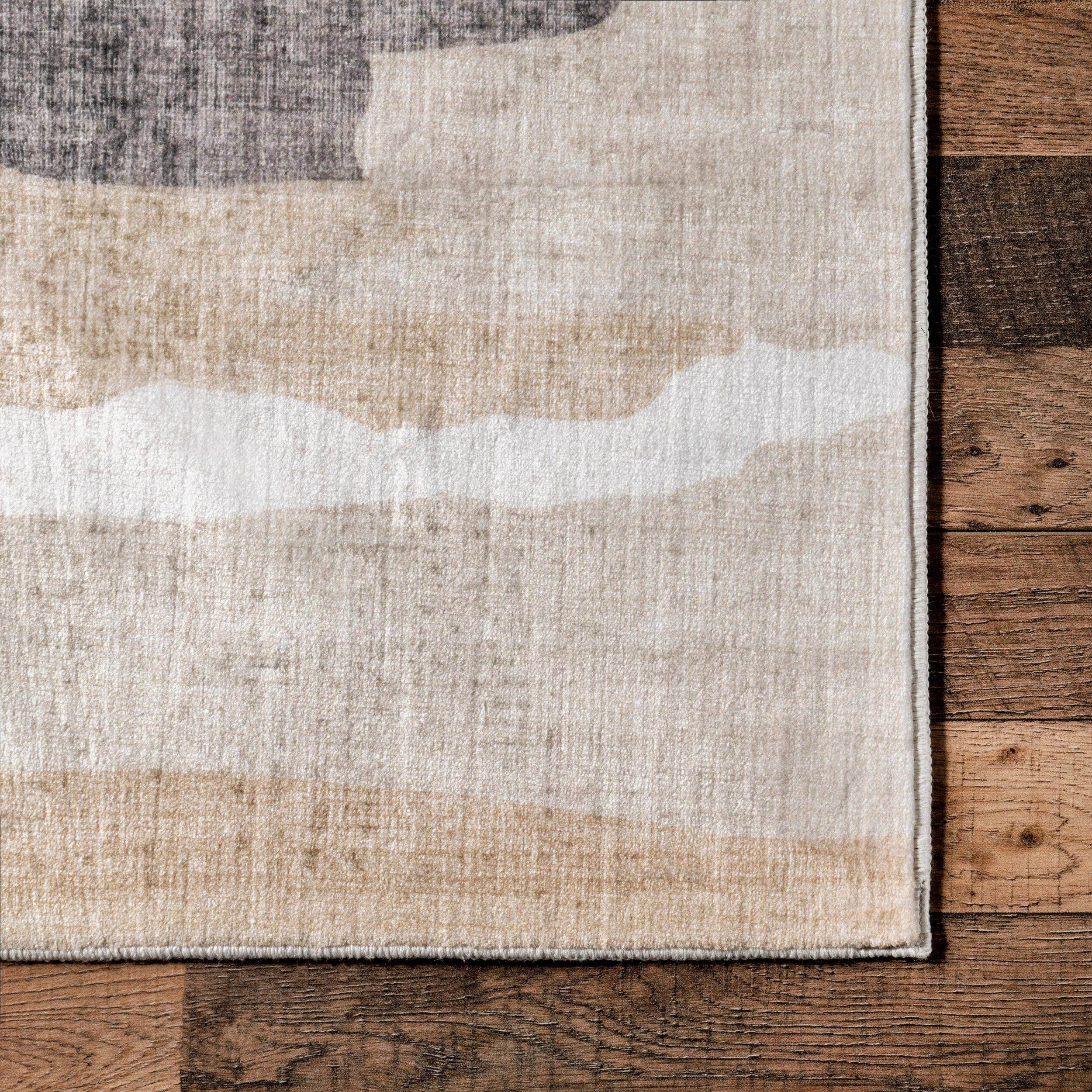 Beige Elvi Abstract Watercolor Machine Washable Area Rug for wholesale on Faire3