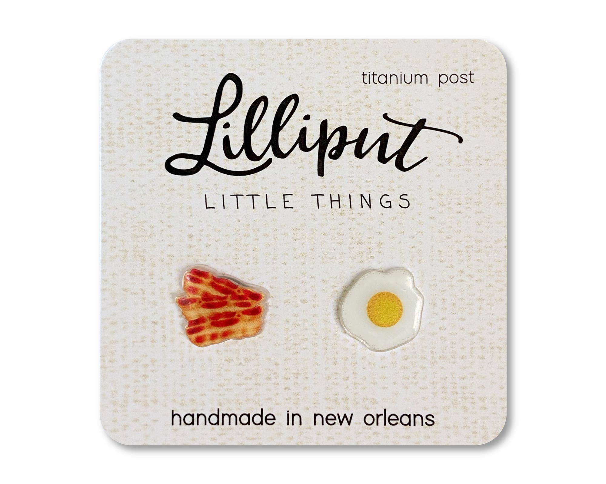 Lilliput Little Things - Wholesale Stud/Post Earrings - Bacon and Egg Earrings