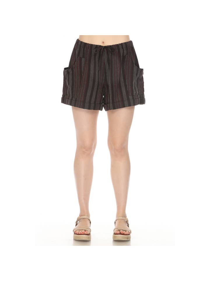 Lakhays Collection Inc. - Wholesale Shorts - Women's - Stripe Tacked Cuffs Shorts2
