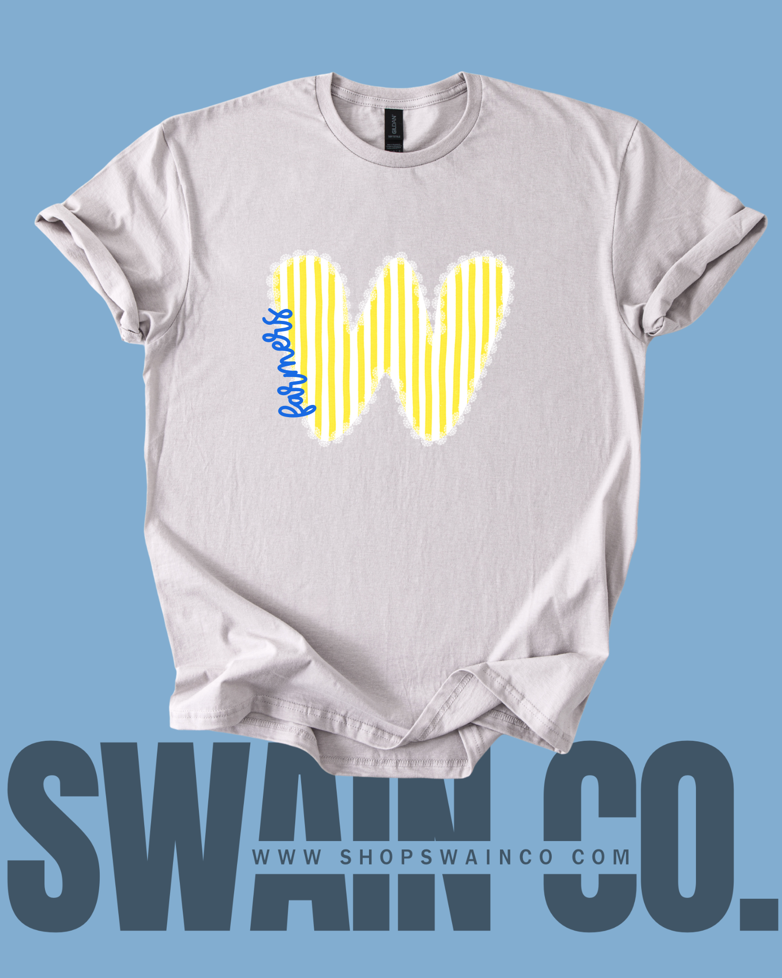 Swain Co. Embroidery & Press - Wholesale Screen Printed T-Shirt - Women's - Preppy Lace Border Mascot T-Shirt – Personalized Spirit Tee2