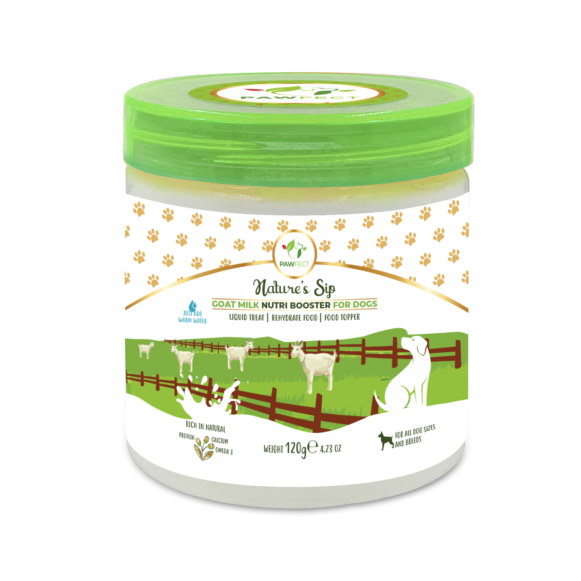 Pawfect Foods – wholesale Pet supplement – Dog – Pawfect Nature's Sip 100% Natural Goat Milk Powder for Dogs & Puppies| Easily Digestible| Source of Vitamins, Minerals, Probiotics| Healthy Topper| Hydration Support0