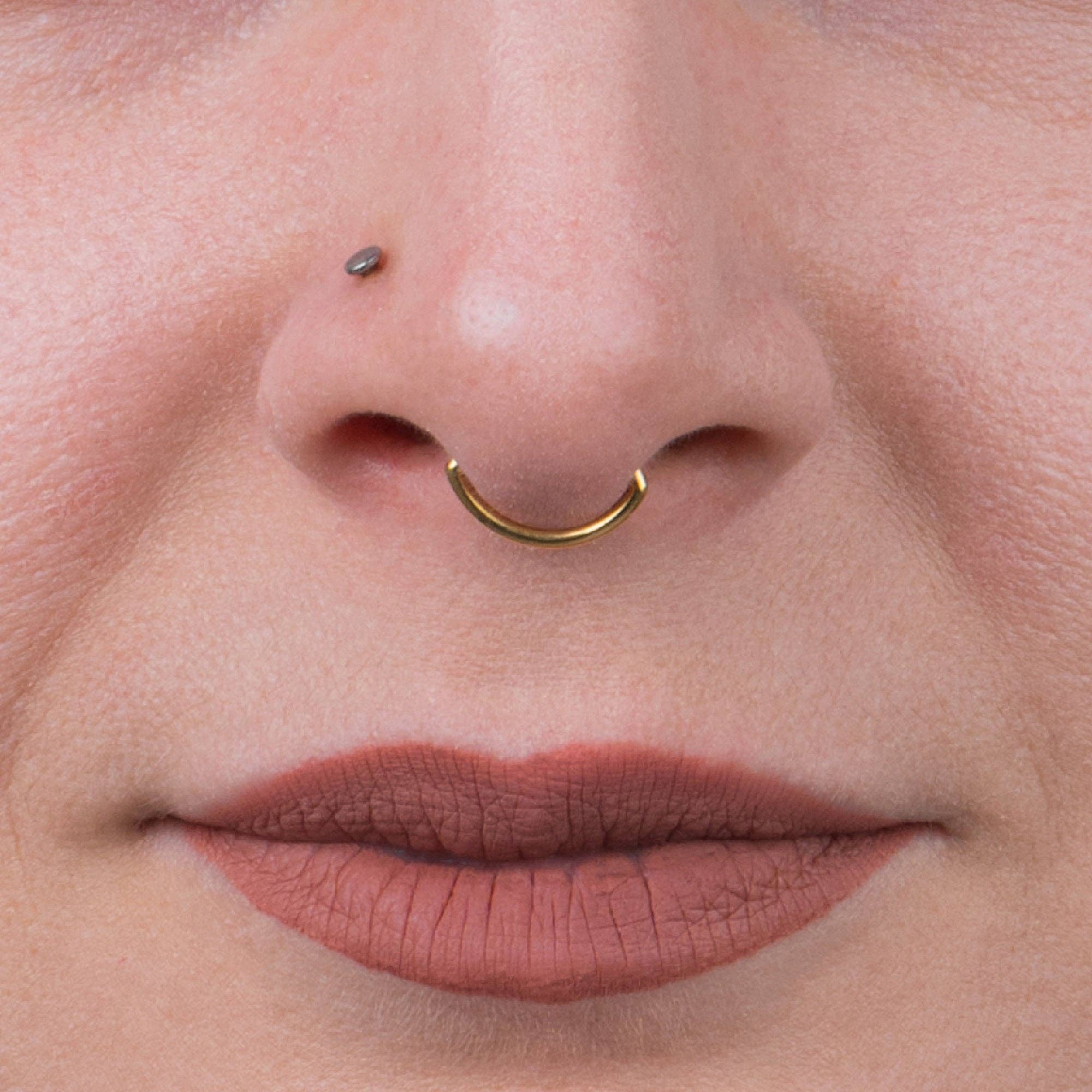 Custom Plugs - Wholesale Nose Ring - Titanium Marquise Hinged Septum Ring 1.2mm Gauge in Gold0