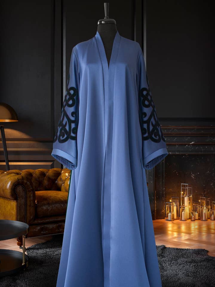 Muslima Silver Blue Abaya for wholesale by Muslima Wear