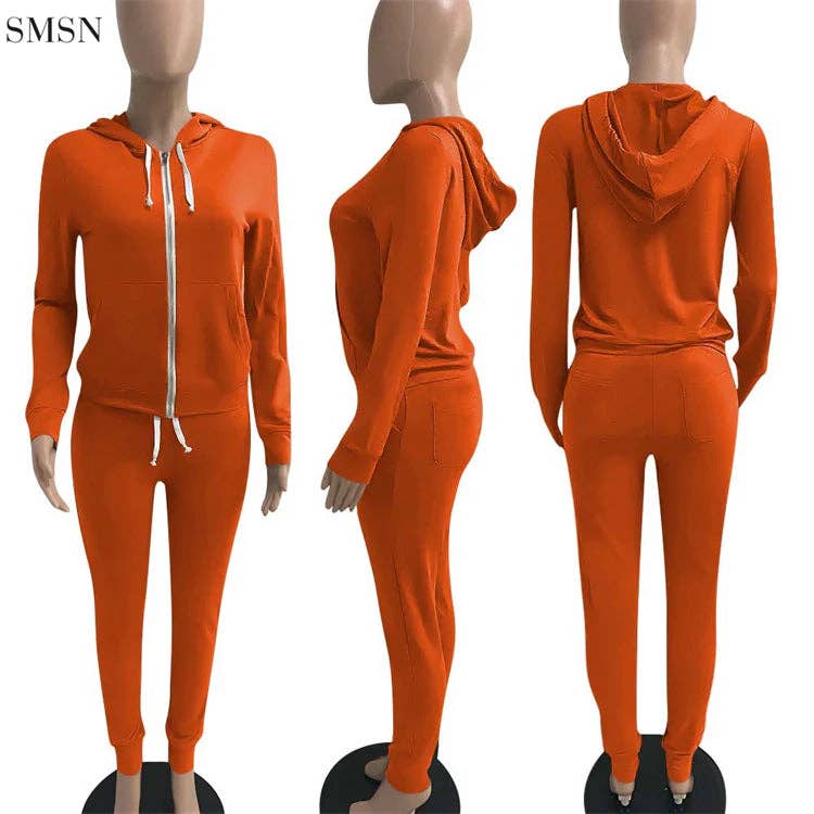 MB Fashion Wholesale - Wholesale Top & Pant Set (NOT Loungewear) - Women's - MB FASHION Zip-Up Hoodie and Jogger Pants Set 12489R27