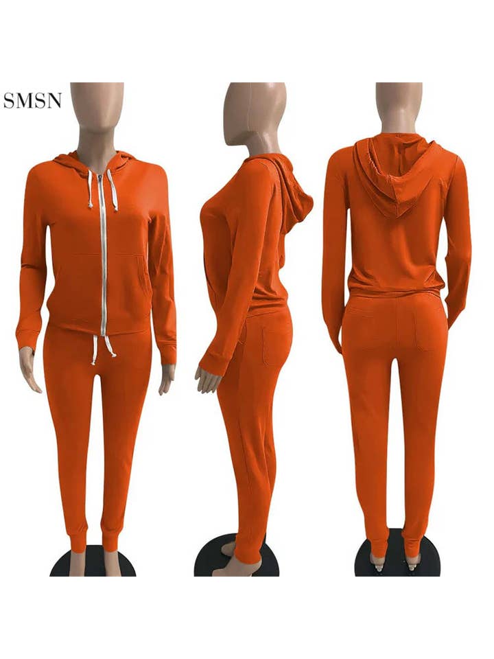 MB Fashion Wholesale - Wholesale Top & Pant Set (NOT Loungewear) - Women's - MB FASHION Zip-Up Hoodie and Jogger Pants Set 12489R27