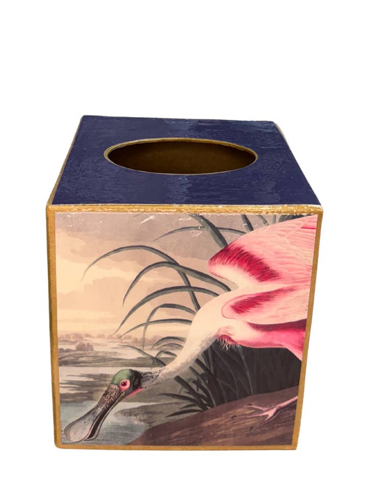 Kleenex Box or Vase Audubon Birds, Spoonbill, Flamingo for wholesale by TOPICS IN THE TROPICS