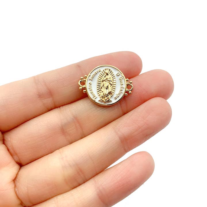 Lady of Guadalupe Enamel Gold Filled Charm Connector CN286 for wholesale by Beads Creation
