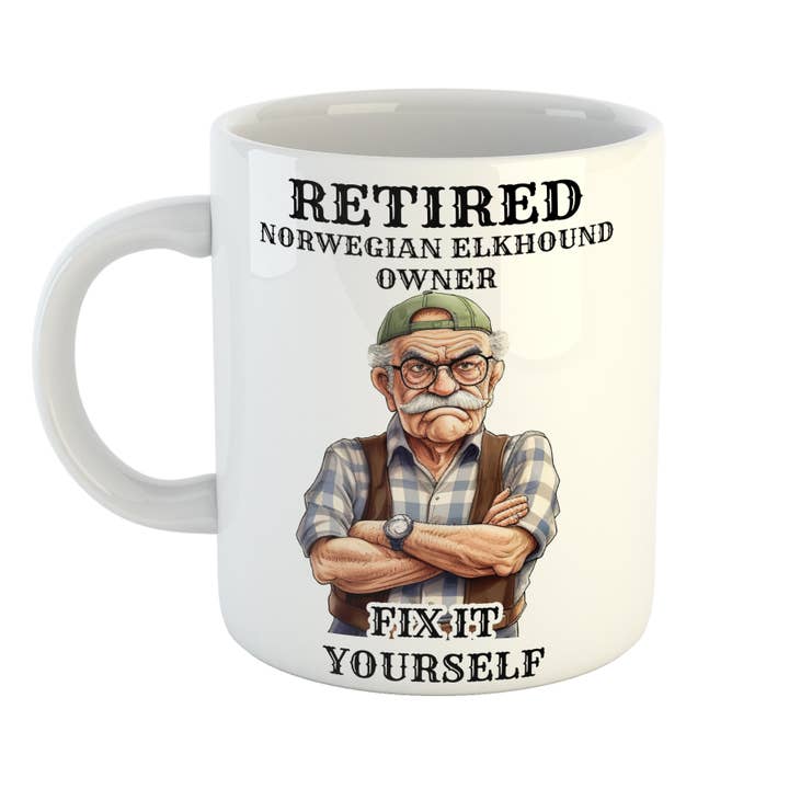 Retired Norwegian Elkhound Owner Fix It Yourself Mug for wholesale by Just The Shirt