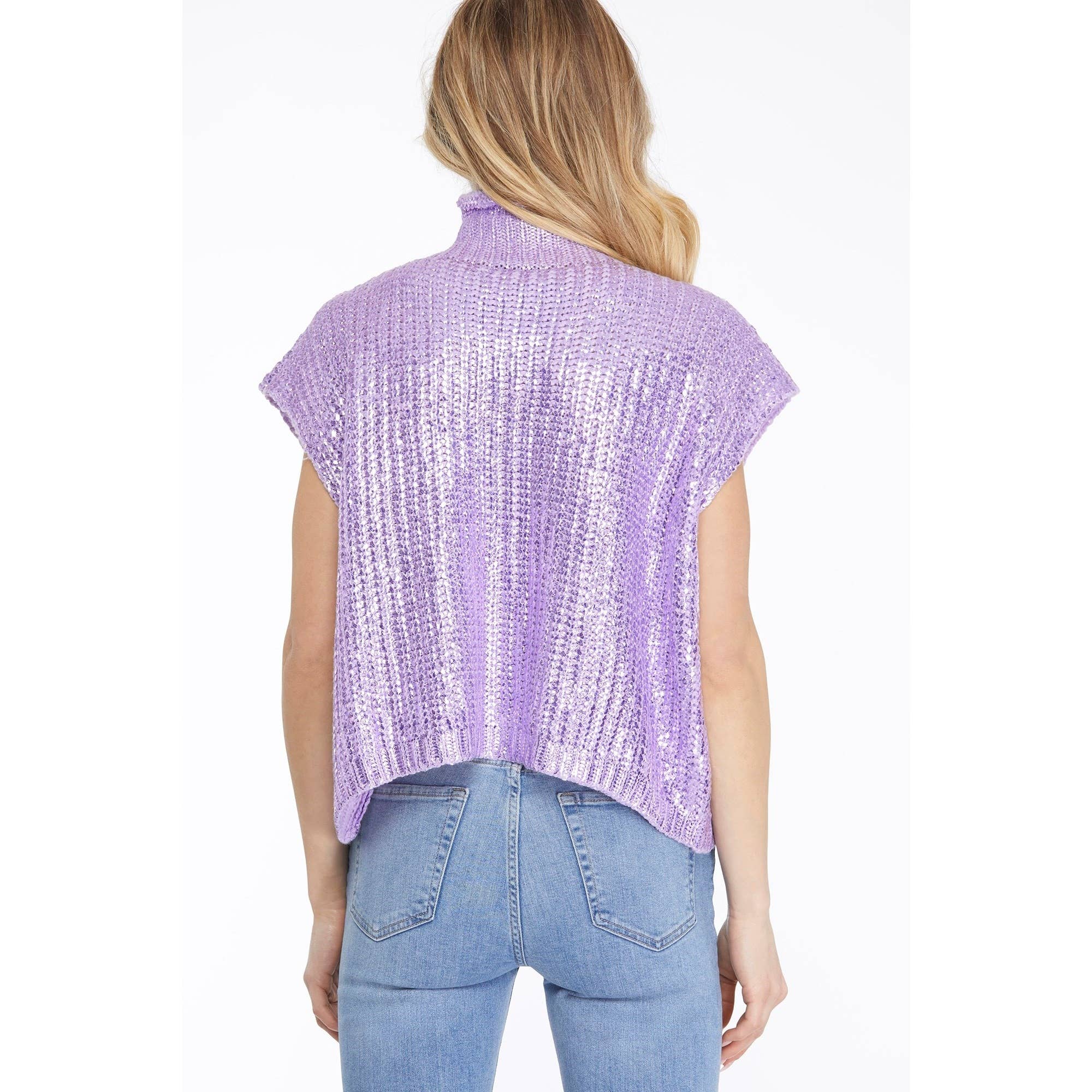 BNS - Wholesale Knit Top - Women's - Metallic Foil Short Sleeve Sweater Top26